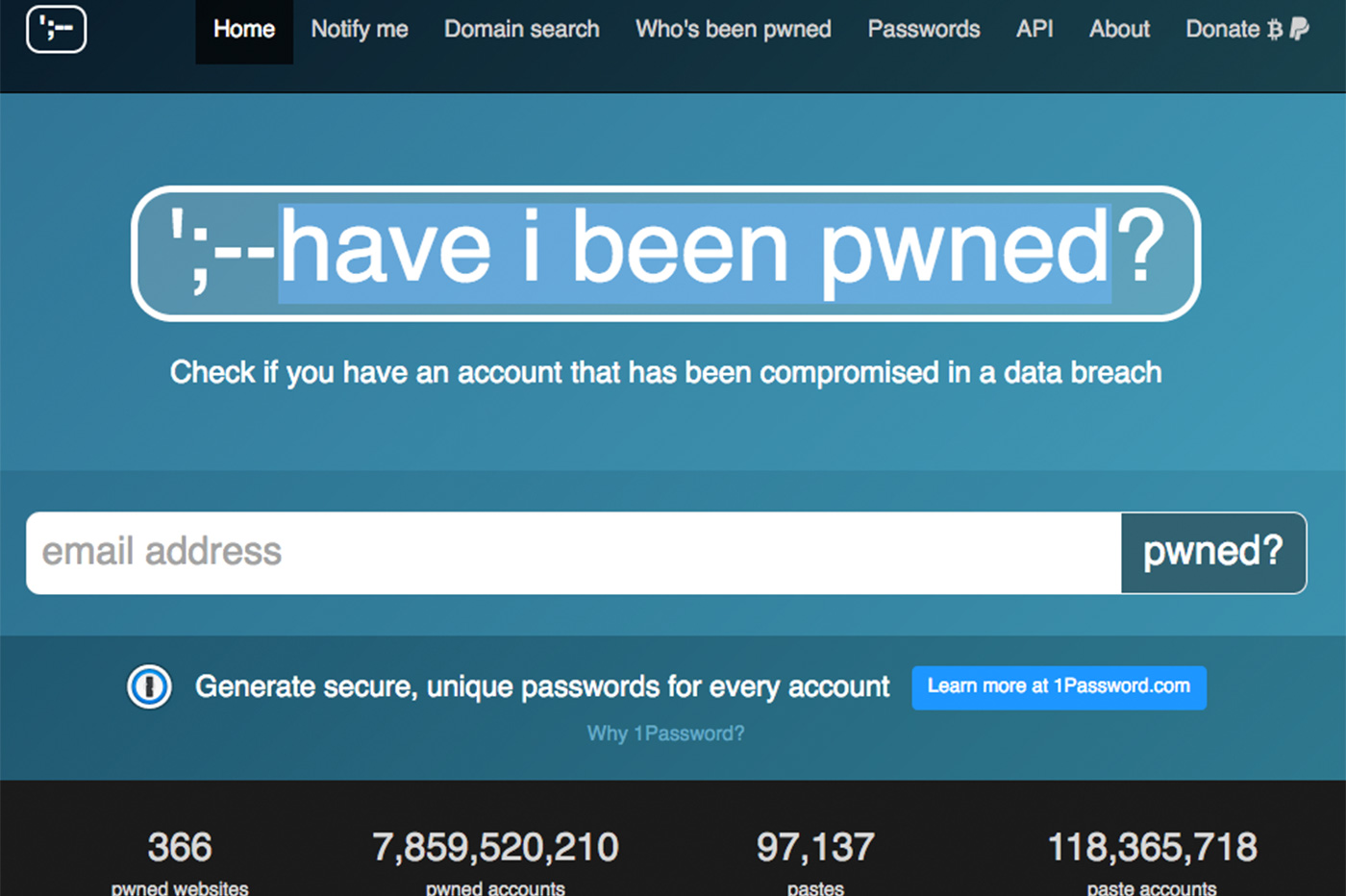 Have I Been Pwned，列出被駭電子郵件地址的網站不再出售