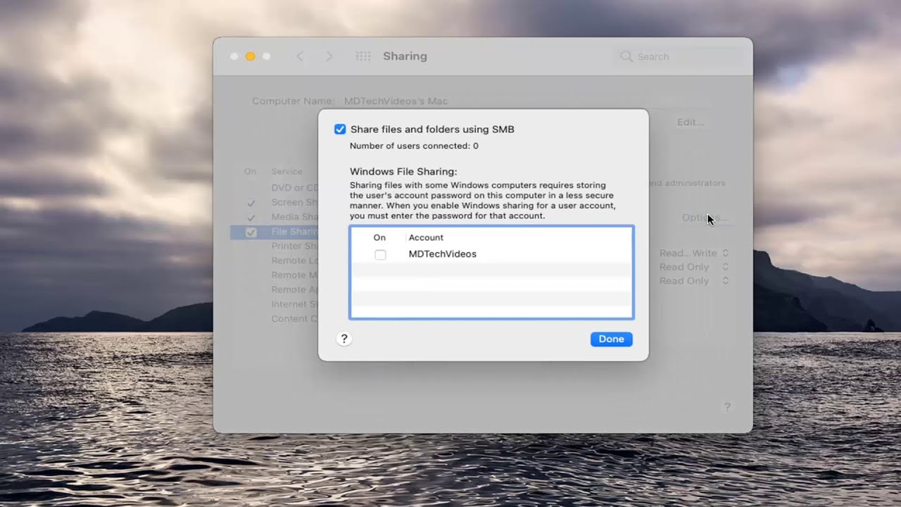 在 macOS Big Sur 中設定檔案共享