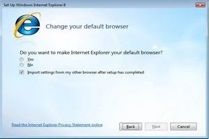 預設將不再安裝 Internet Explorer 8