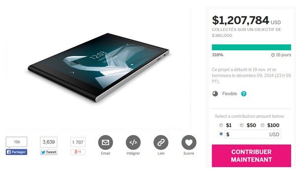 Jolla 平板电脑在 Indiegogo 上大受欢迎并筹集了超过 120 万美元