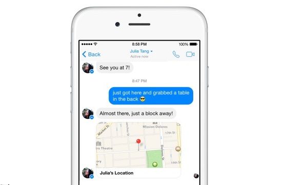 Facebook Messenger 允许您以地图的形式分享您的位置