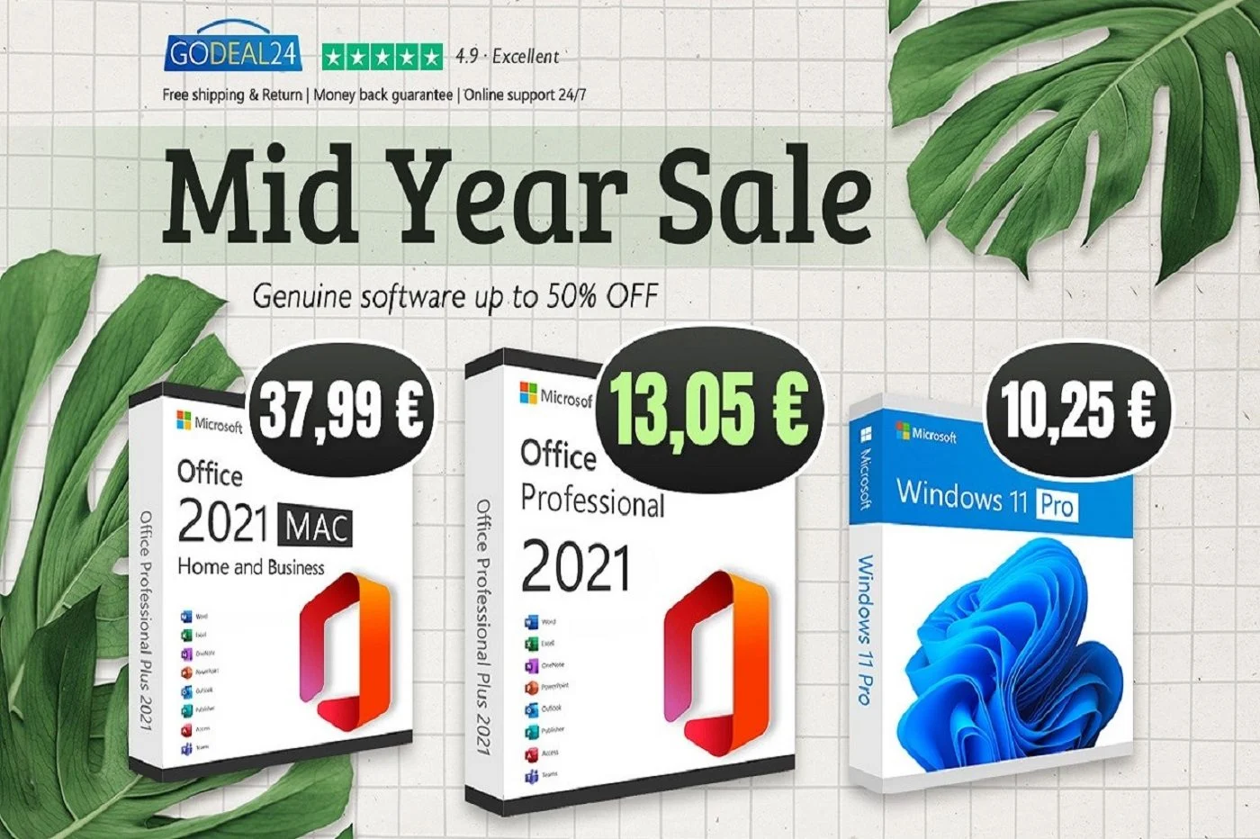 感謝 Godeal24 限時搶購，以 13.05 歐元購買 Office 2021，以 10.25 歐元購買 Windows 11！