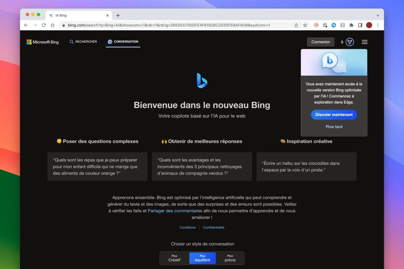 Bing bot สามารถแชทได้ใน Chrome และ Safari