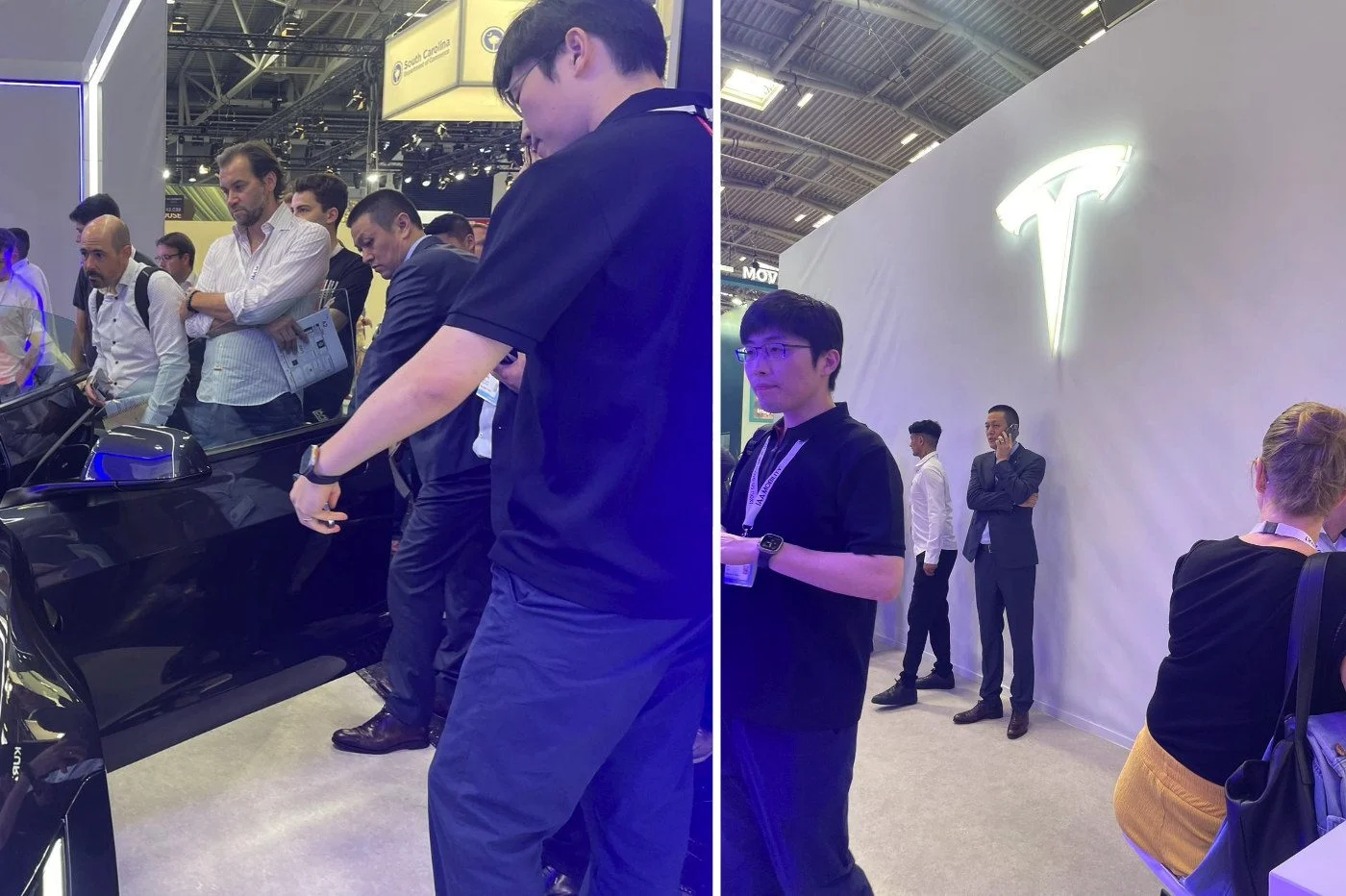 在特斯拉展台上，Model 3 吸引了著名 CEO 的注意