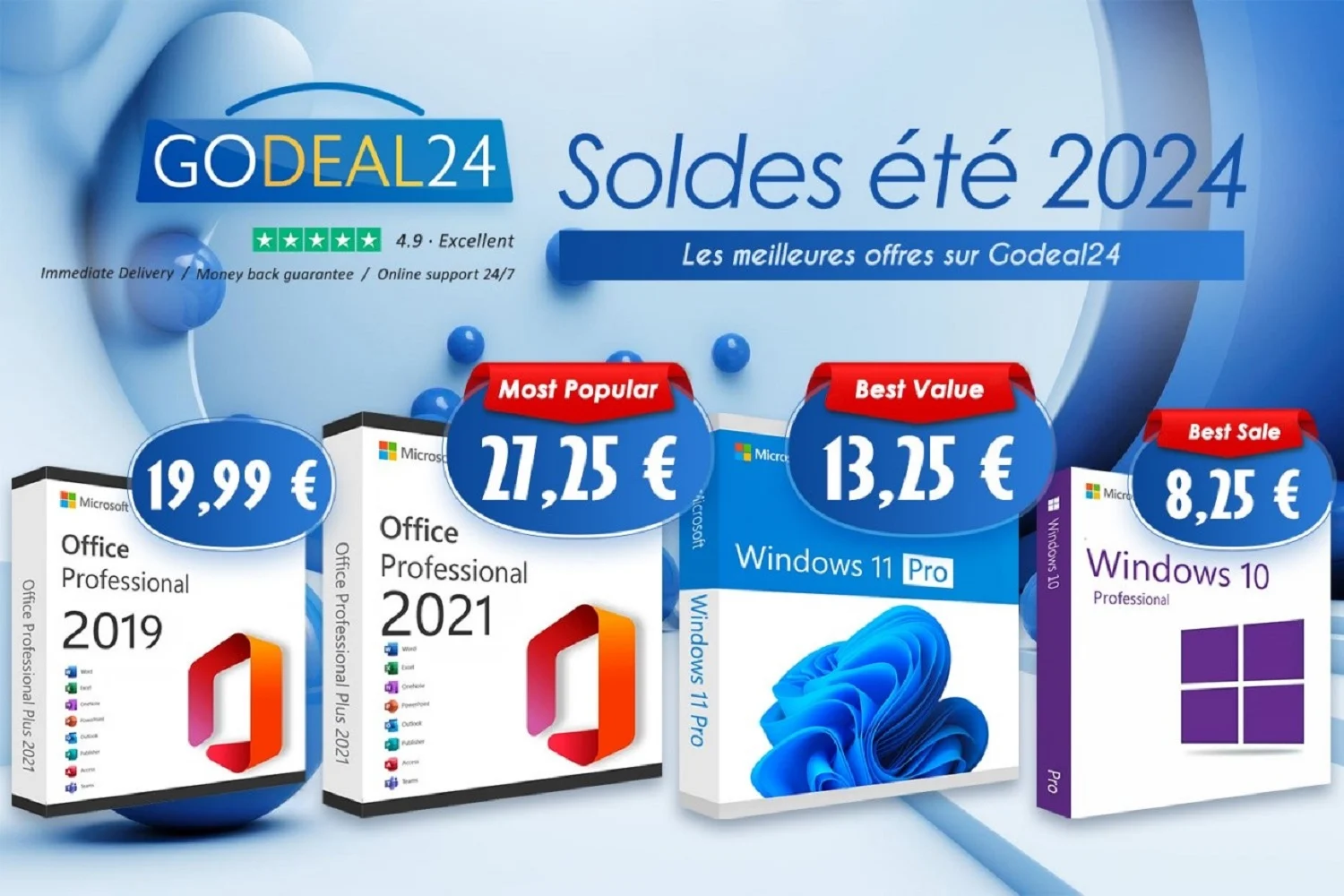 Microsoft Office 17 欧元，Windows 11 10 欧元（终身）：Godeal24 的终极夏季促销优惠🔥