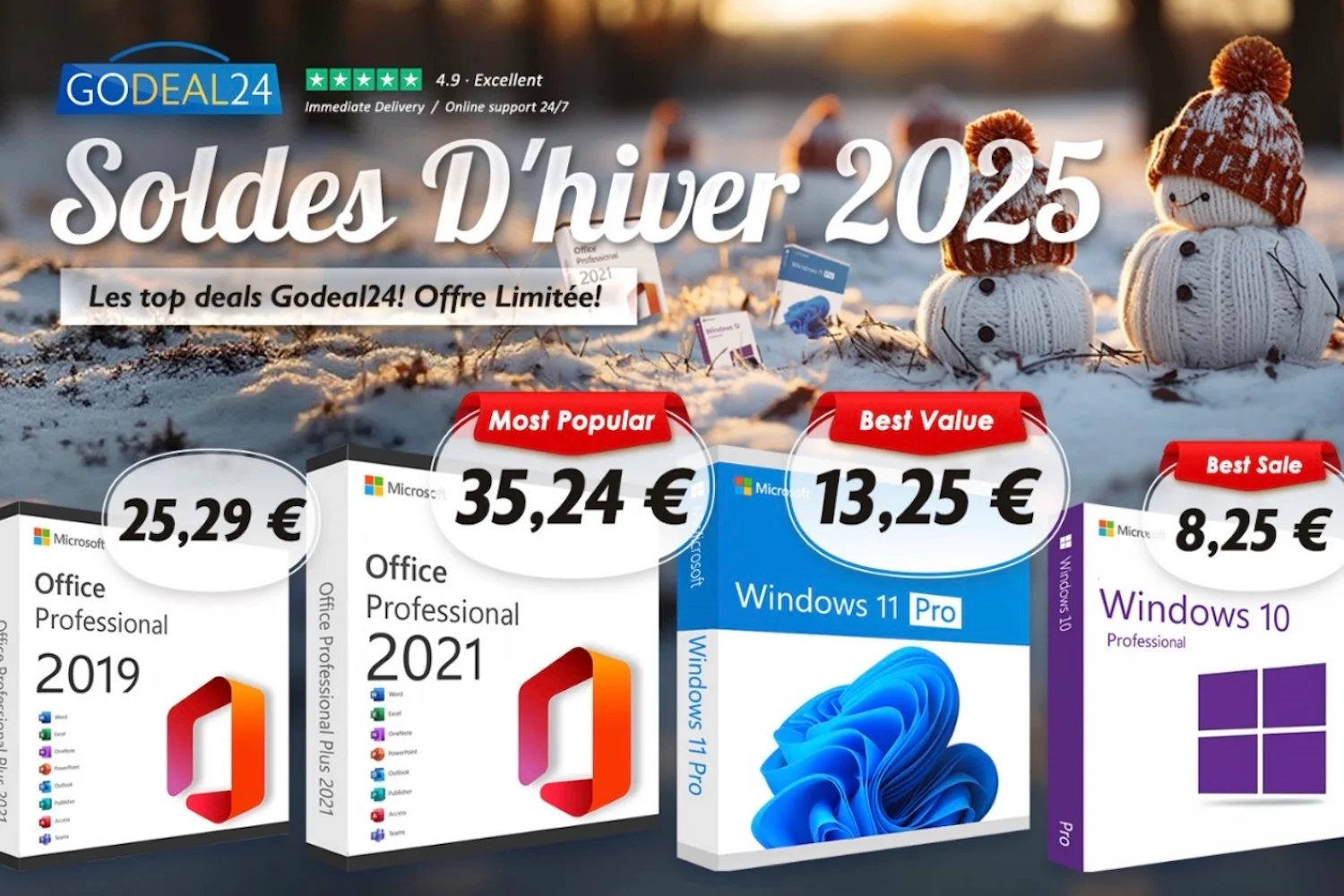 2025 年冬季銷售：Godeal24 的 Office 終身授權 15 歐元起，Windows 11 10 歐元起