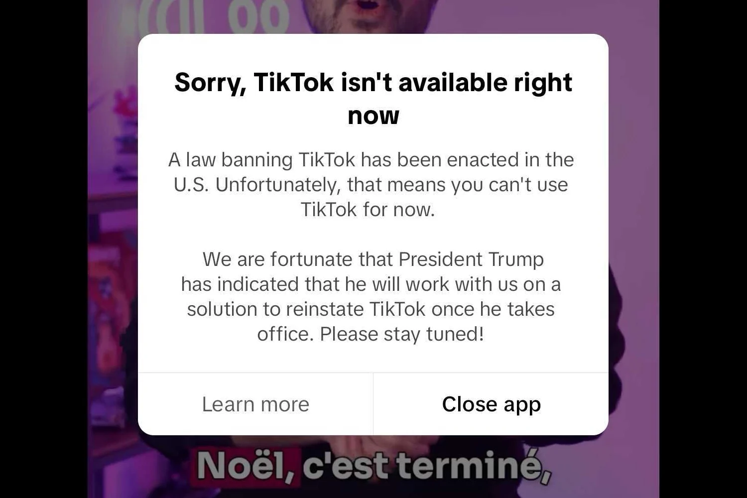 TikTok ไม่มีให้บริการในสหรัฐอเมริกาอีกต่อไป