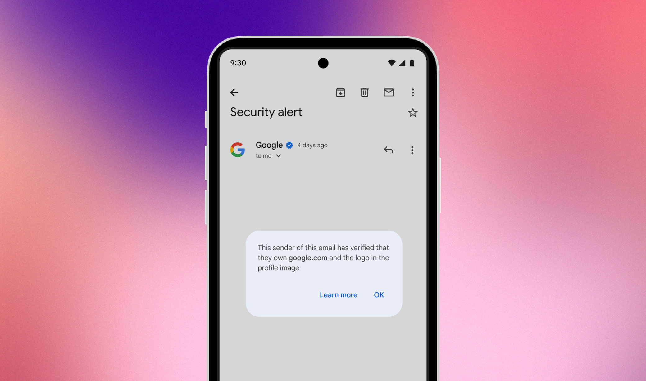 Android 和 iOS 版 Gmail 現在支援已驗證品牌的複選標記