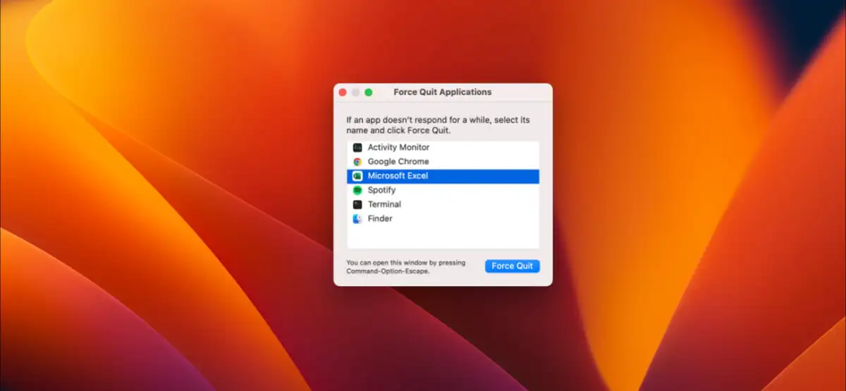 如何在 Mac 上強制退出 Excel