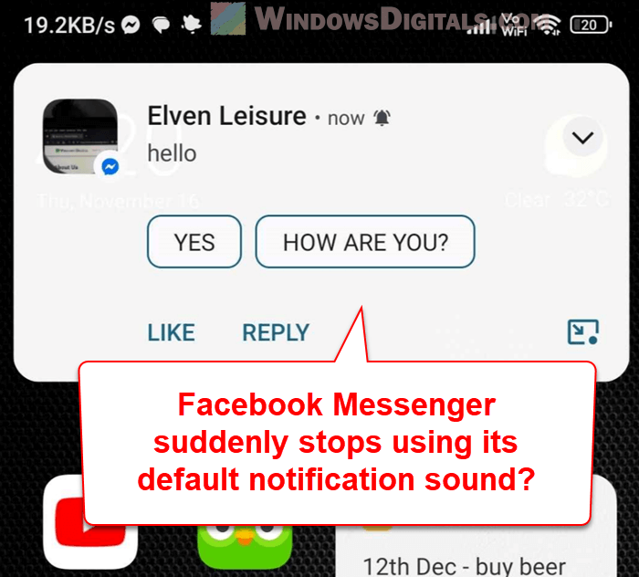 Facebook Messenger 不使用默认通知声音