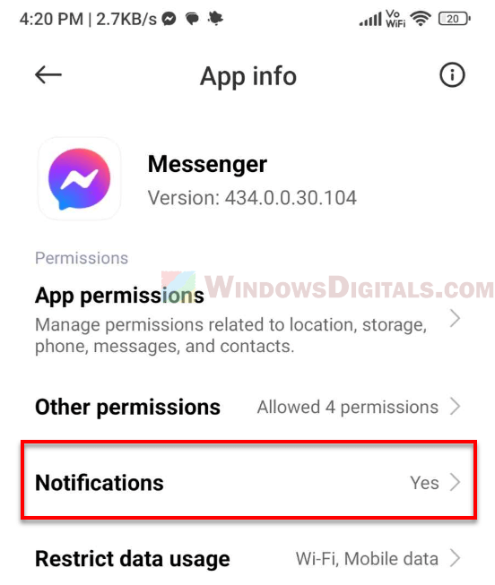 Facebook Messenger 不使用默认通知声音
